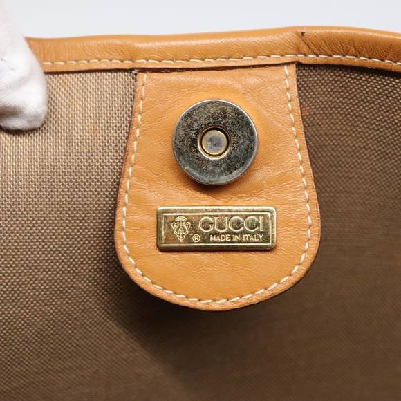 GUCCI Micro GG Canvas Web Sherry Line Tote Bag Beige Gold Auth kk337 - Picture 10 of 16